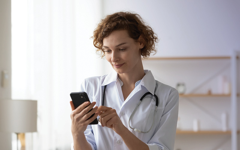 Nurse on mobile device